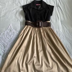 Professional two tone dress with belt